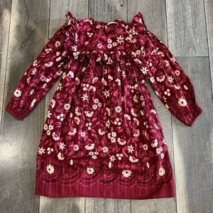 Ulla Johnson Floral Kids Dress in Burgundy and Pink